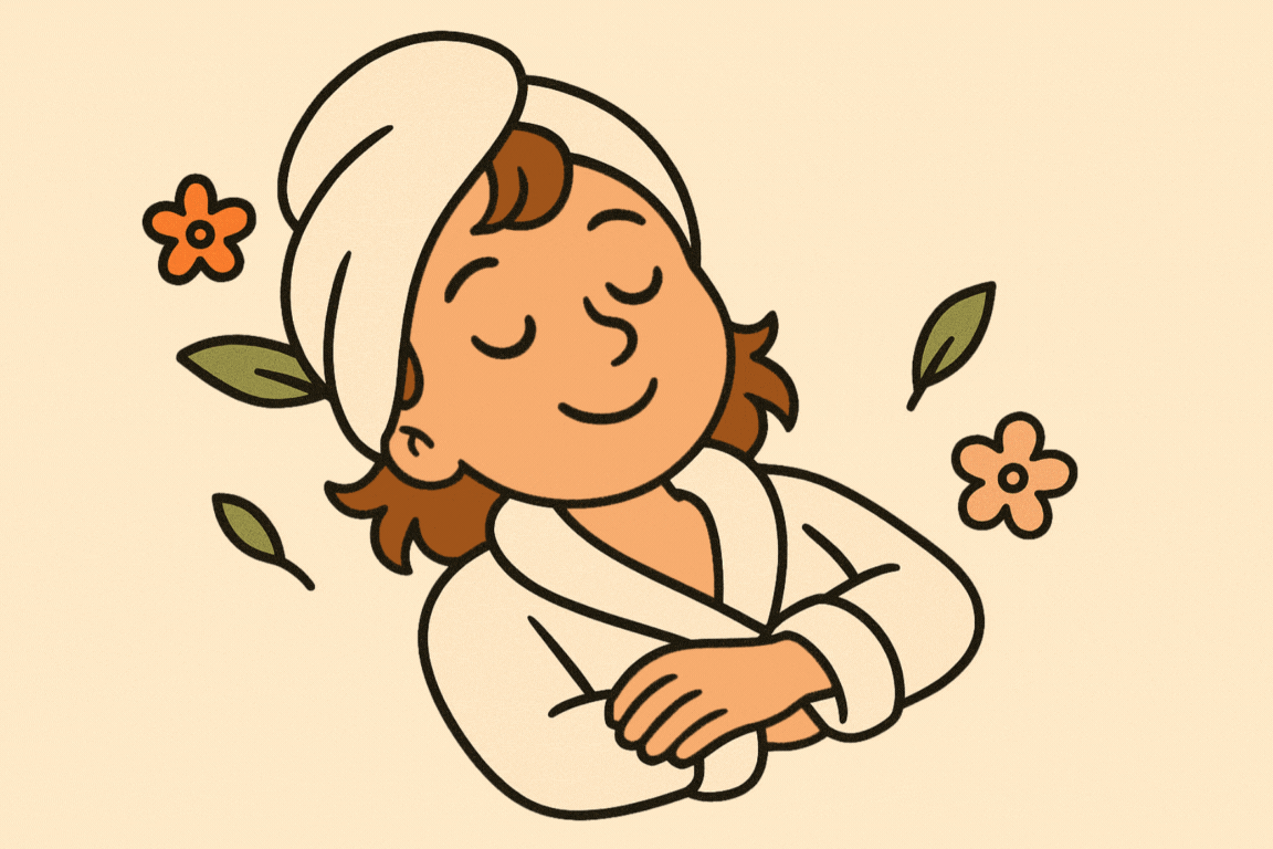 O fată care e îmbrăcată de spa și doarme.